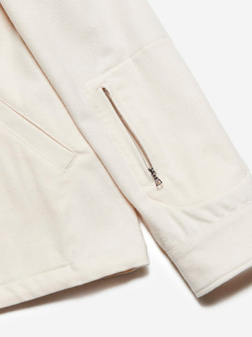 SOPHNET Giacca Coach bianca in lana Melton leggera Off white