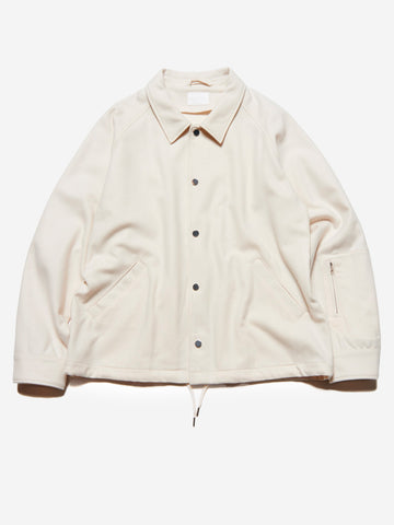 SOPHNET Giacca Coach bianca in lana Melton leggera Off white