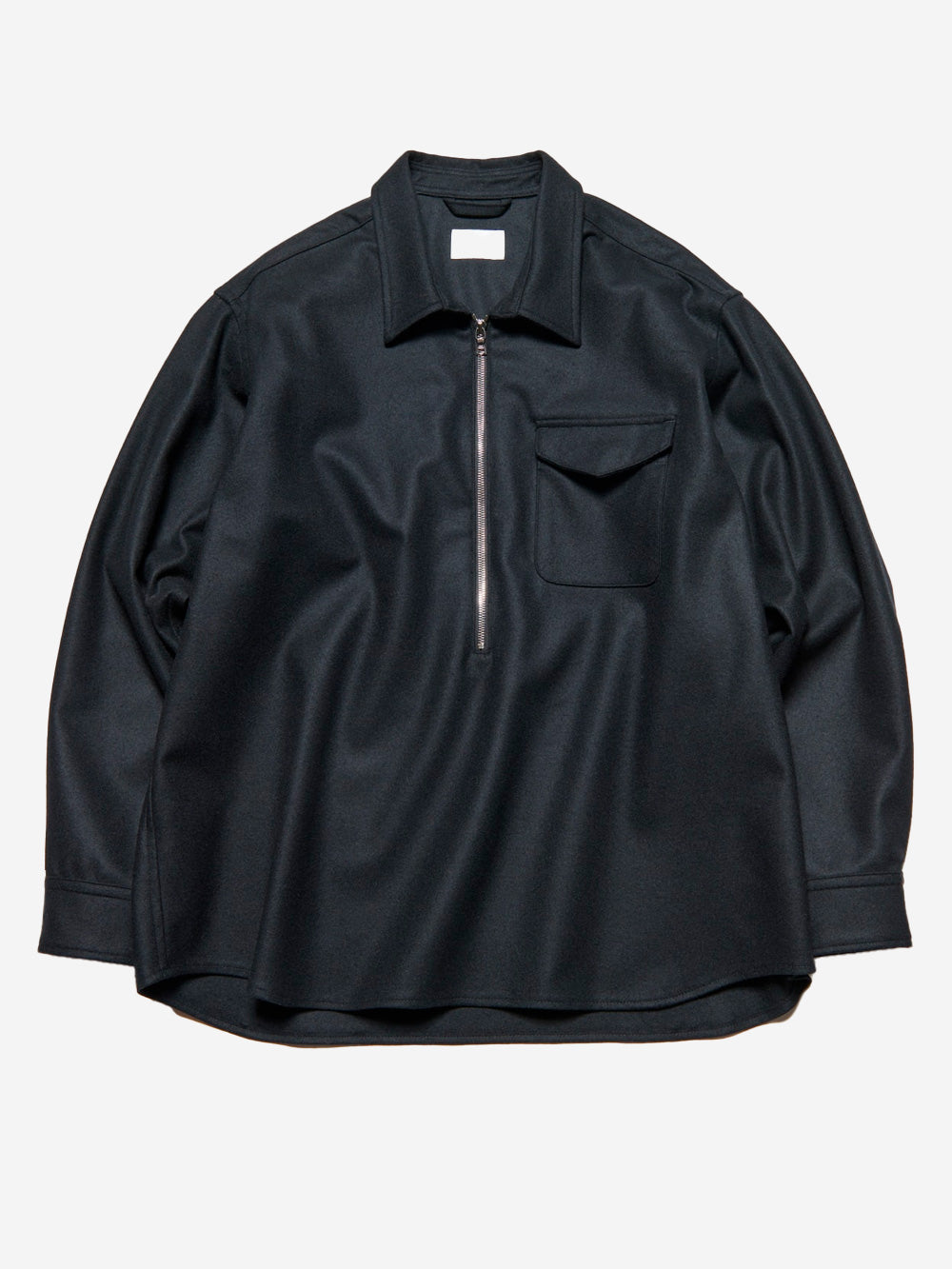 SOPHNET Camicia nera in lana Melton leggera con mezza zip Nero Urbanstaroma