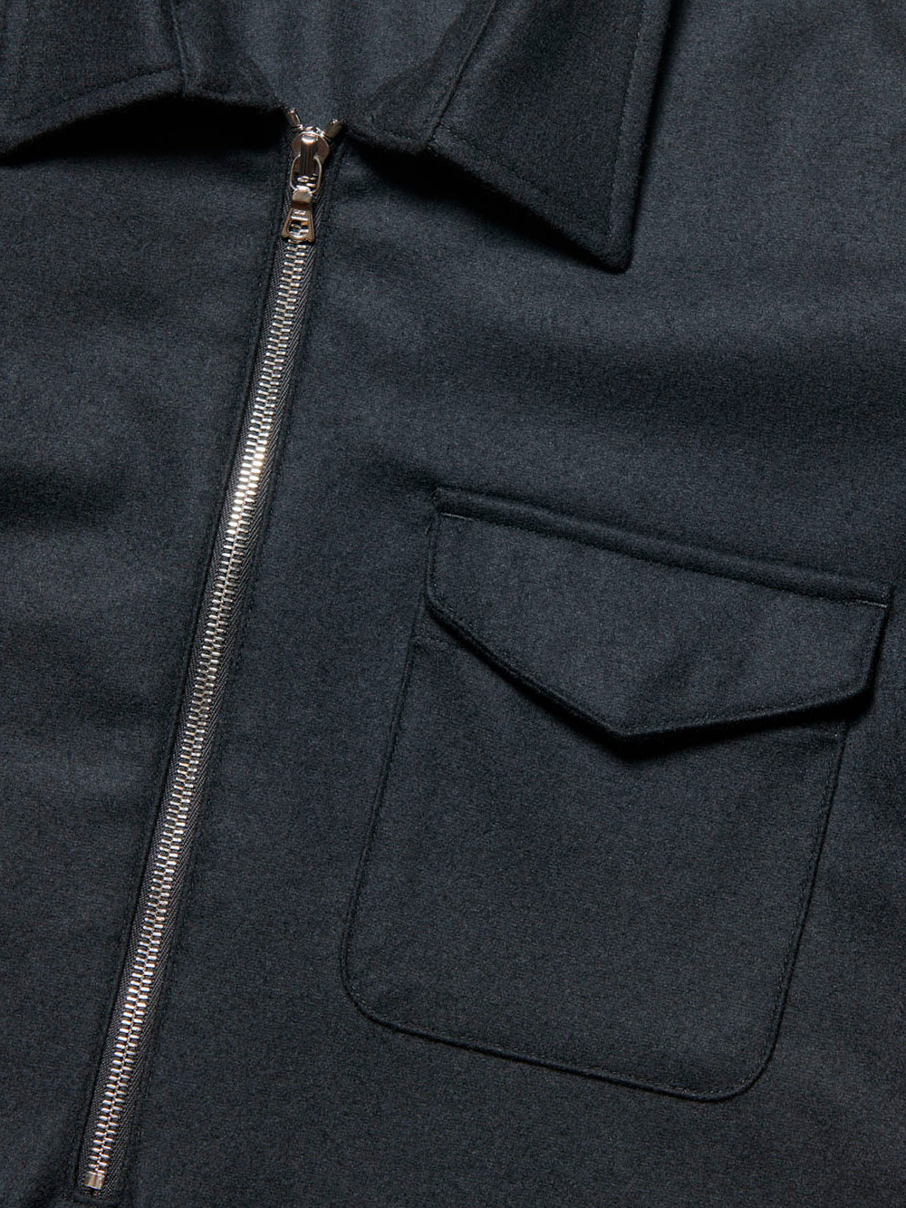 SOPHNET Camicia nera in lana Melton leggera con mezza zip Nero Urbanstaroma