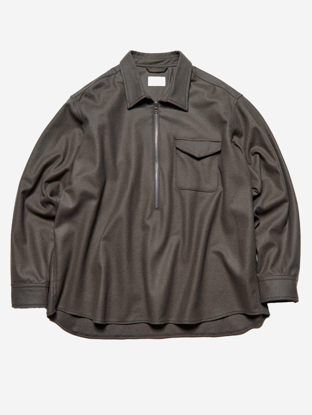 SOPHNET Camicia grigia in lana Melton leggera con mezza zip grigio Urbanstaroma