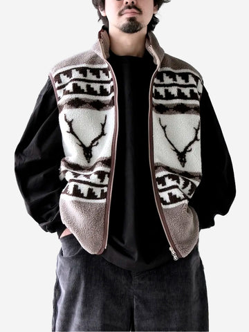 Gilet piping con jacquard