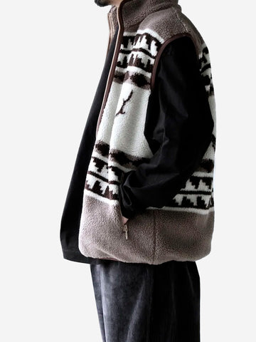 Gilet piping con jacquard