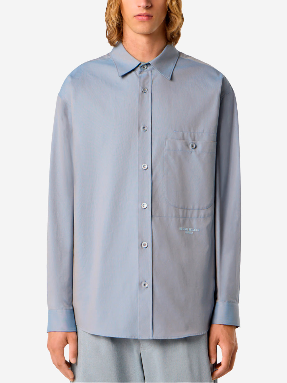 STONE ISLAND Camicia azzurra Oxford 'Marina' con tasca blu Urbanstaroma