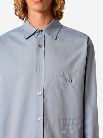 STONE ISLAND Camicia azzurra Oxford 'Marina' con tasca blu