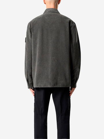 STONE ISLAND Overshirt in velluto a coste con badge Compass Grigio