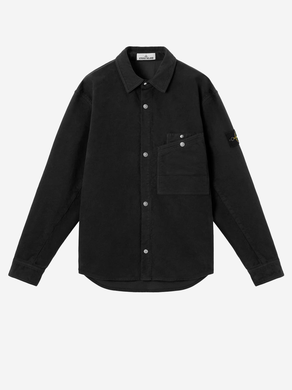 STONE ISLAND Overshirt nero in cotone Moleskin con tasca sul petto Nero Urbanstaroma