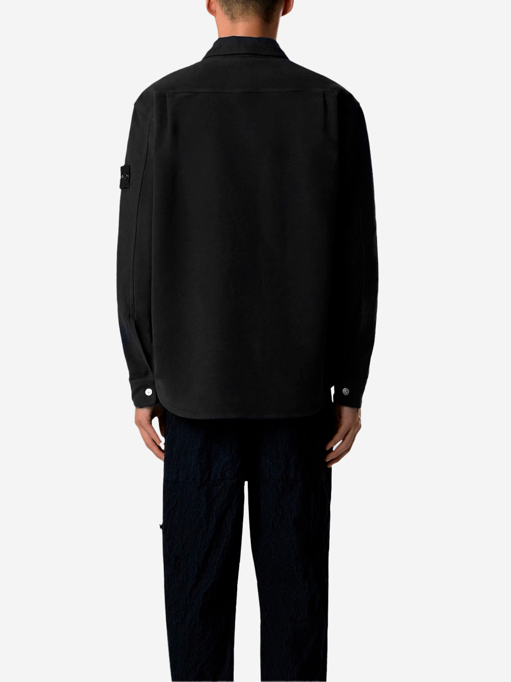 STONE ISLAND Overshirt nero in cotone Moleskin con tasca sul petto Nero Urbanstaroma