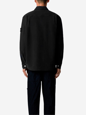 STONE ISLAND Overshirt nero in cotone Moleskin con tasca sul petto Nero