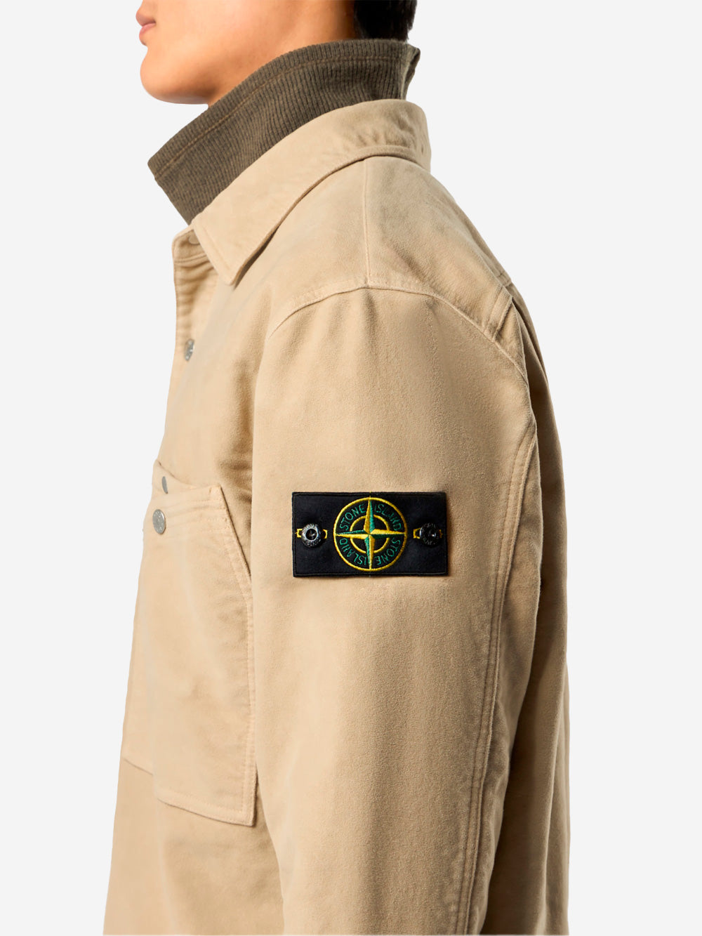 STONE ISLAND Overshirt beige in cotone Moleskin con tasca sul petto Beige Urbanstaroma