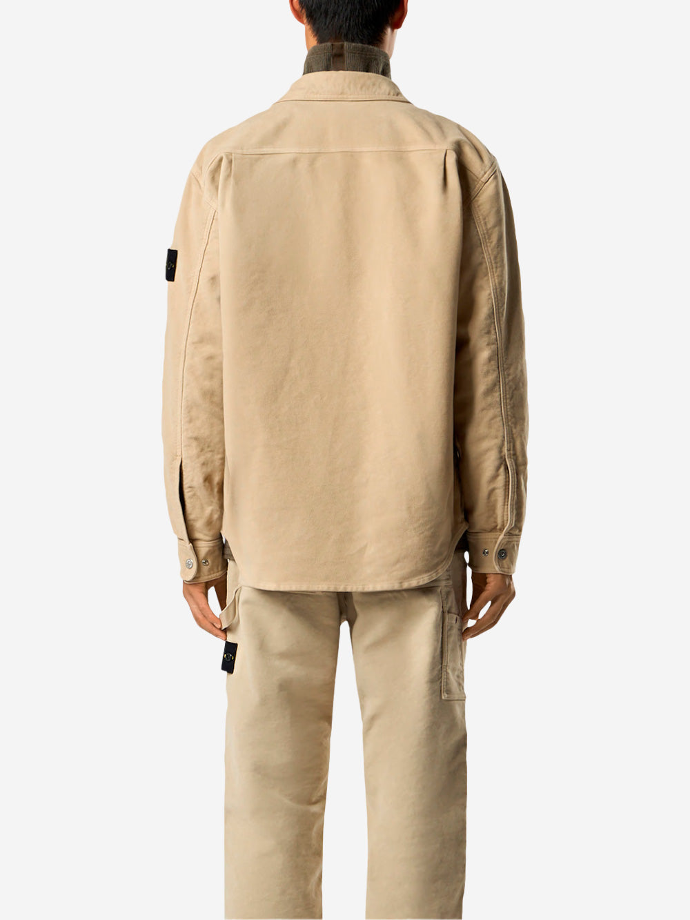 STONE ISLAND Overshirt beige in cotone Moleskin con tasca sul petto Beige Urbanstaroma