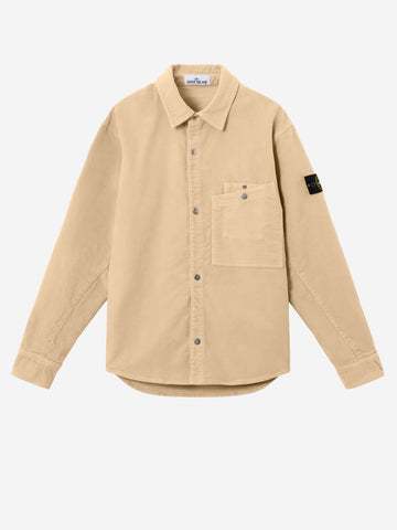 STONE ISLAND Overshirt beige in cotone Moleskin con tasca sul petto Beige