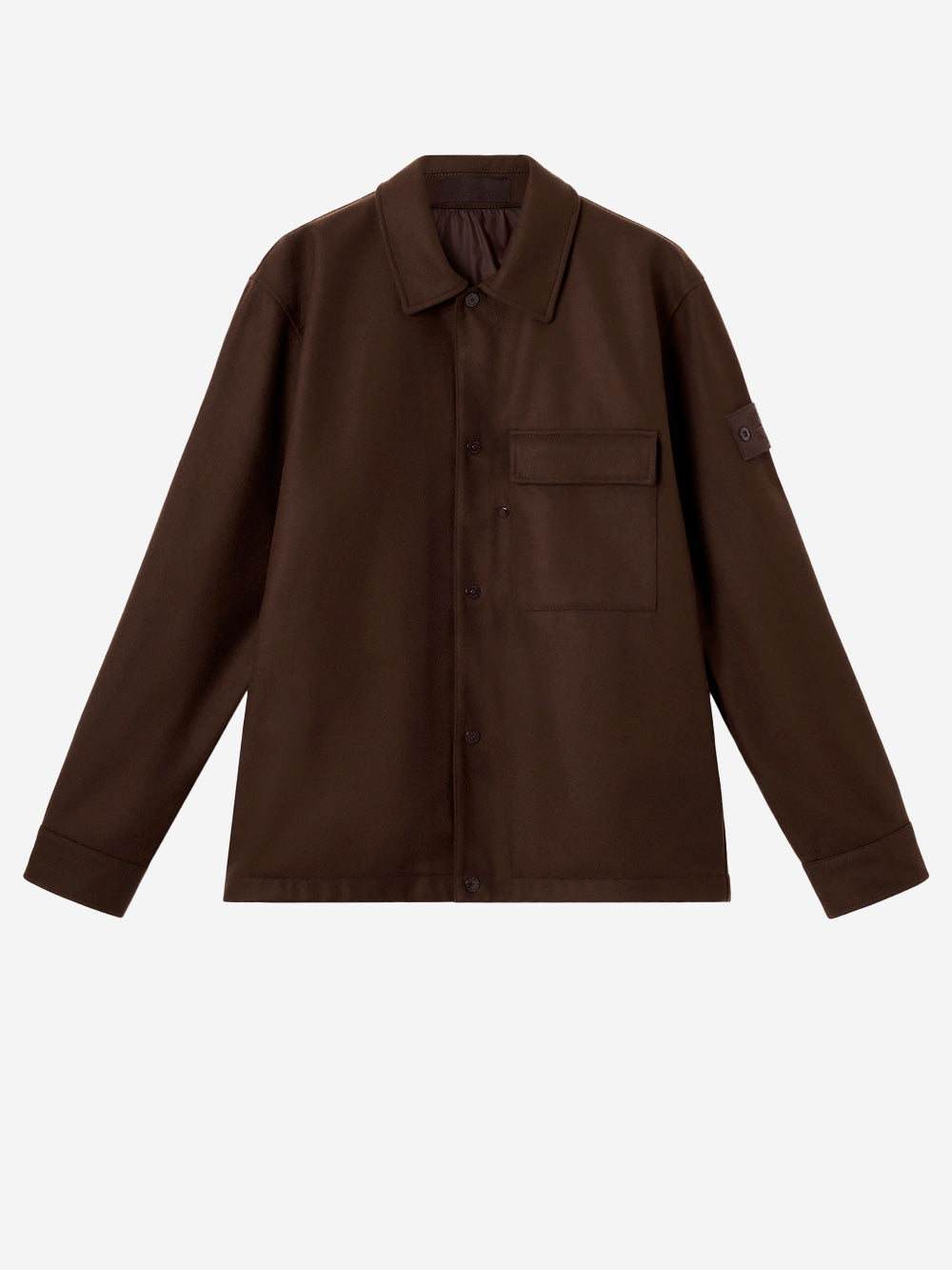 STONE ISLAND Overshirt marrone in flanella di lana cardata e nylon 'Ghost' Marrone Urbanstaroma