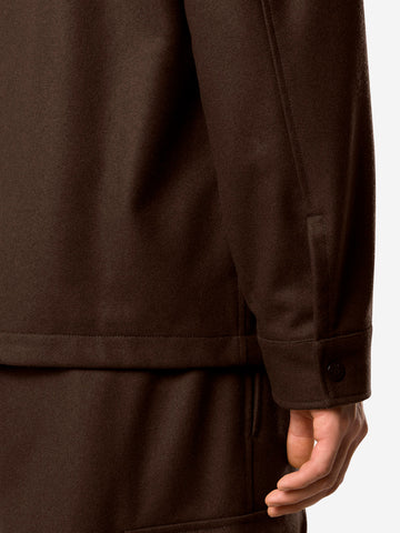 STONE ISLAND Overshirt marrone in flanella di lana cardata e nylon 'Ghost' Marrone