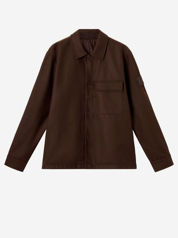 STONE ISLAND Overshirt marrone in flanella di lana cardata e nylon 'Ghost' Marrone