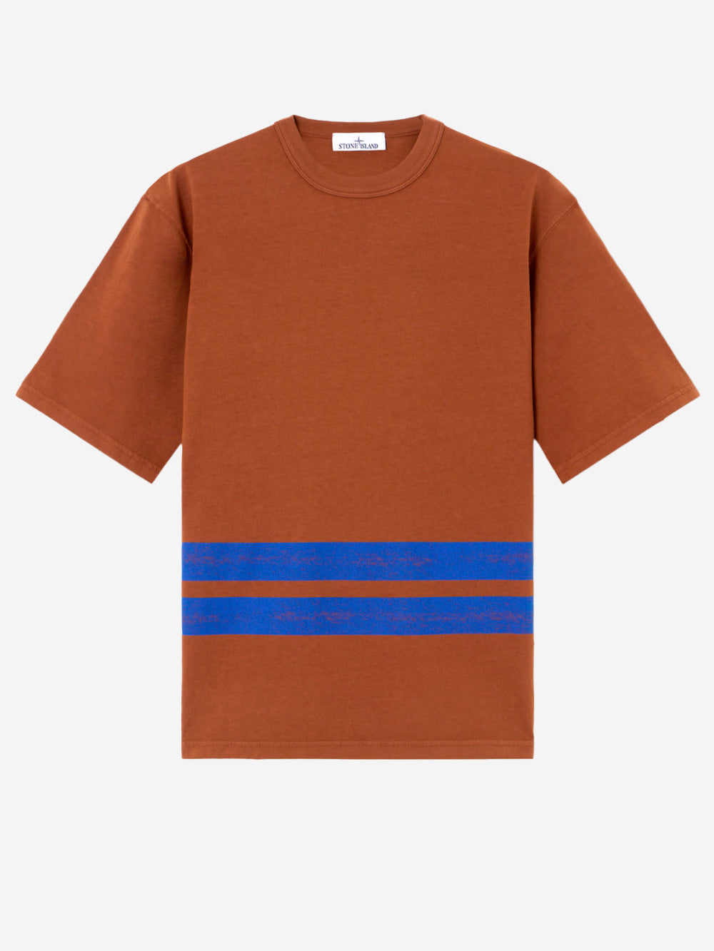 STONE ISLAND T-shirt oversize a manica corta con fasce stampate 'Marina' Tabacco Urbanstaroma