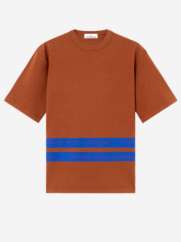 STONE ISLAND T-shirt oversize a manica corta con fasce stampate 'Marina' Tabacco