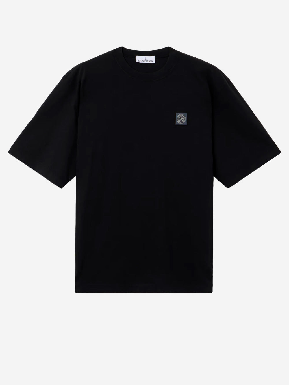 STONE ISLAND T-shirt nera con patch Compass Nero Urbanstaroma
