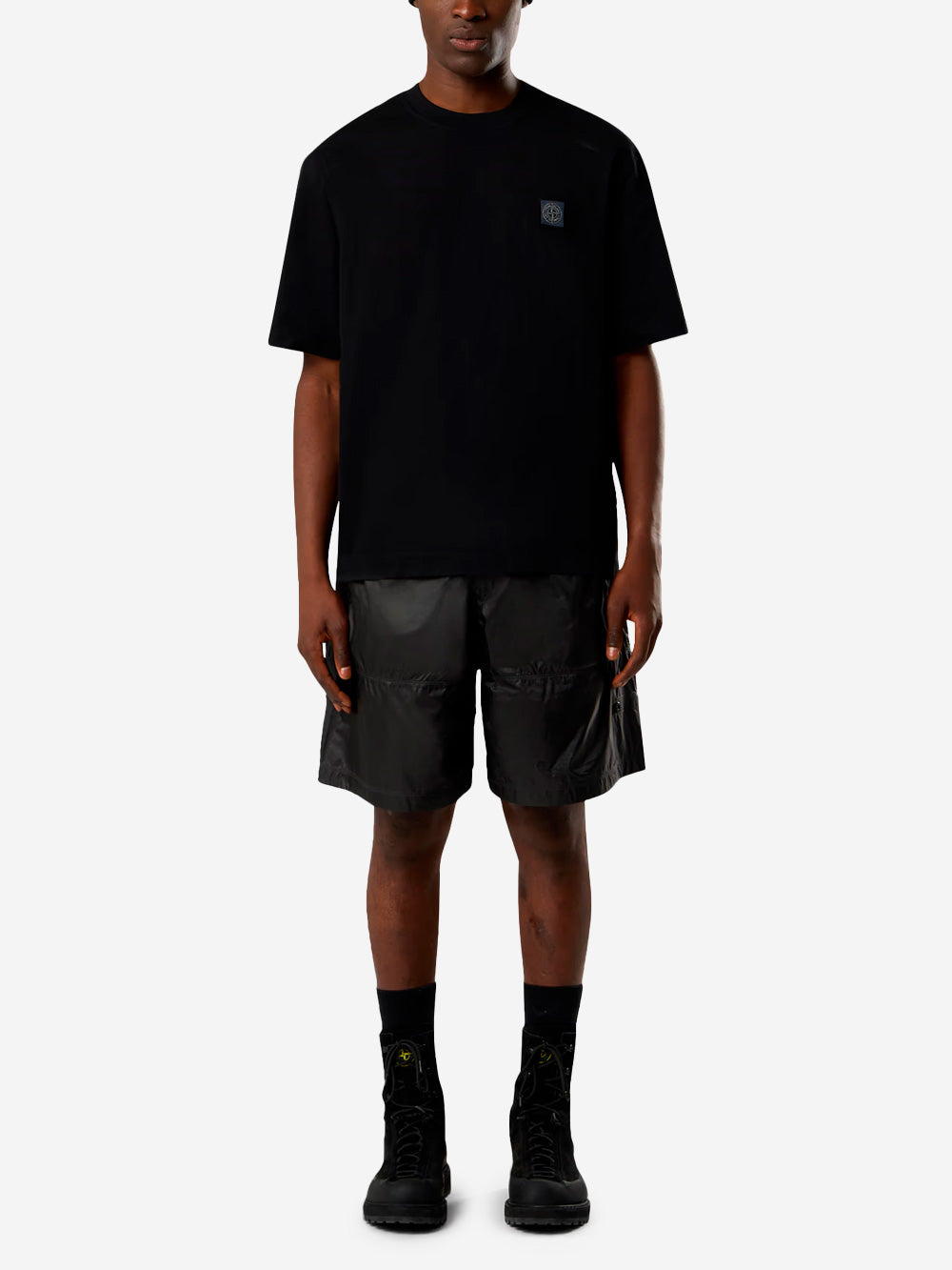 STONE ISLAND T-shirt nera con patch Compass Nero Urbanstaroma