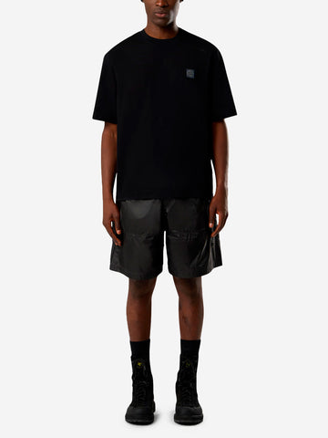 STONE ISLAND T-shirt nera con patch Compass Nero