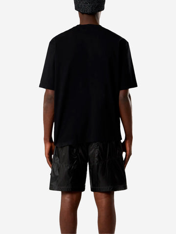 STONE ISLAND T-shirt nera con patch Compass Nero