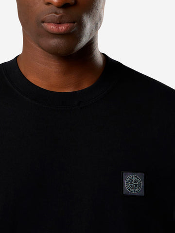 STONE ISLAND T-shirt nera con patch Compass Nero