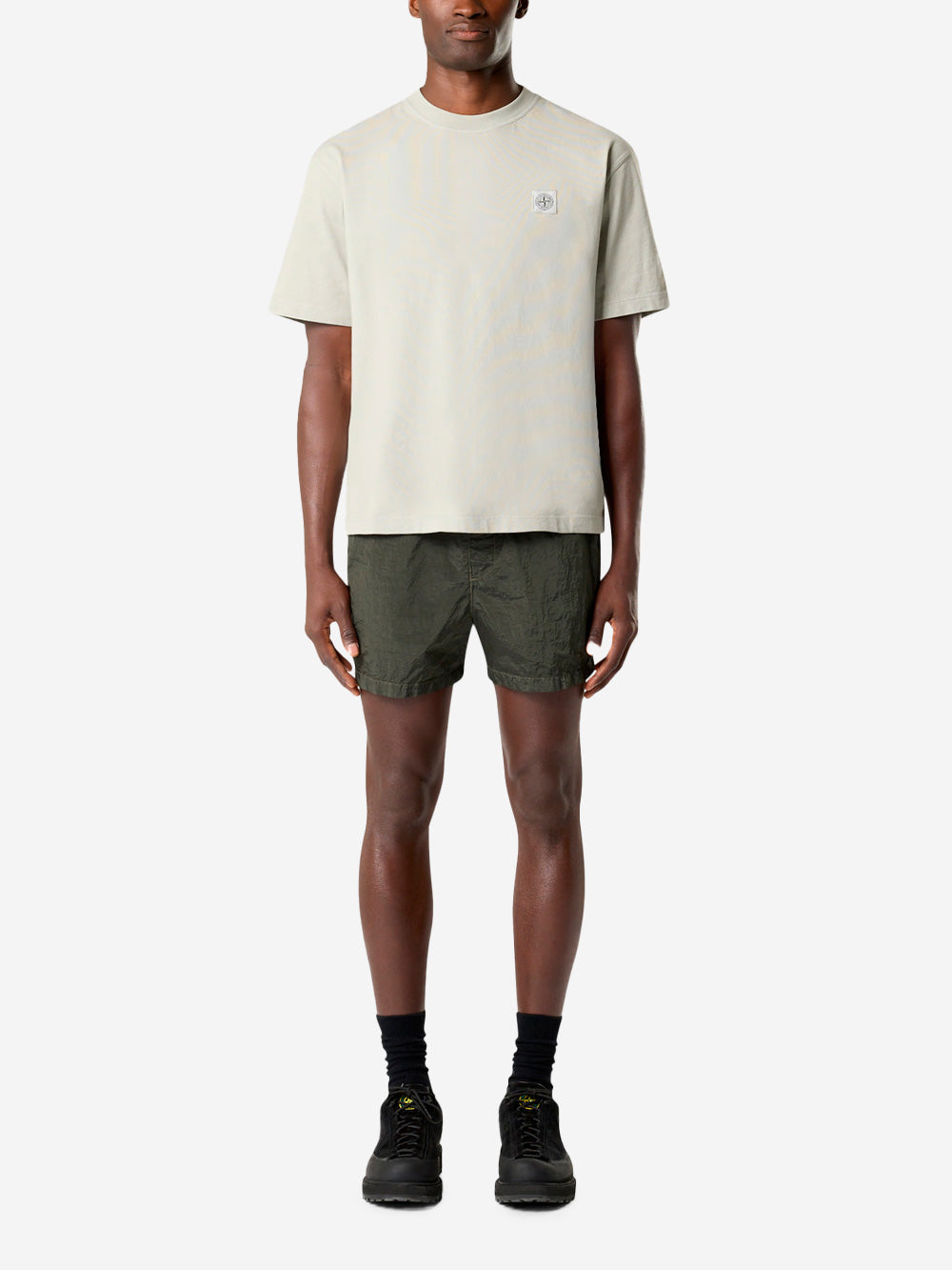 STONE ISLAND T-shirt in cotone pettinato con patch Compass Grey Urbanstaroma