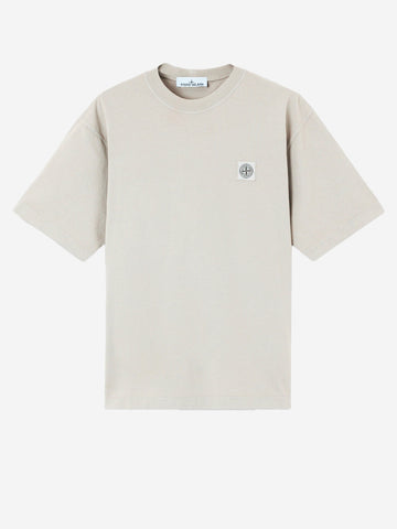STONE ISLAND T-shirt in cotone pettinato con patch Compass Grey
