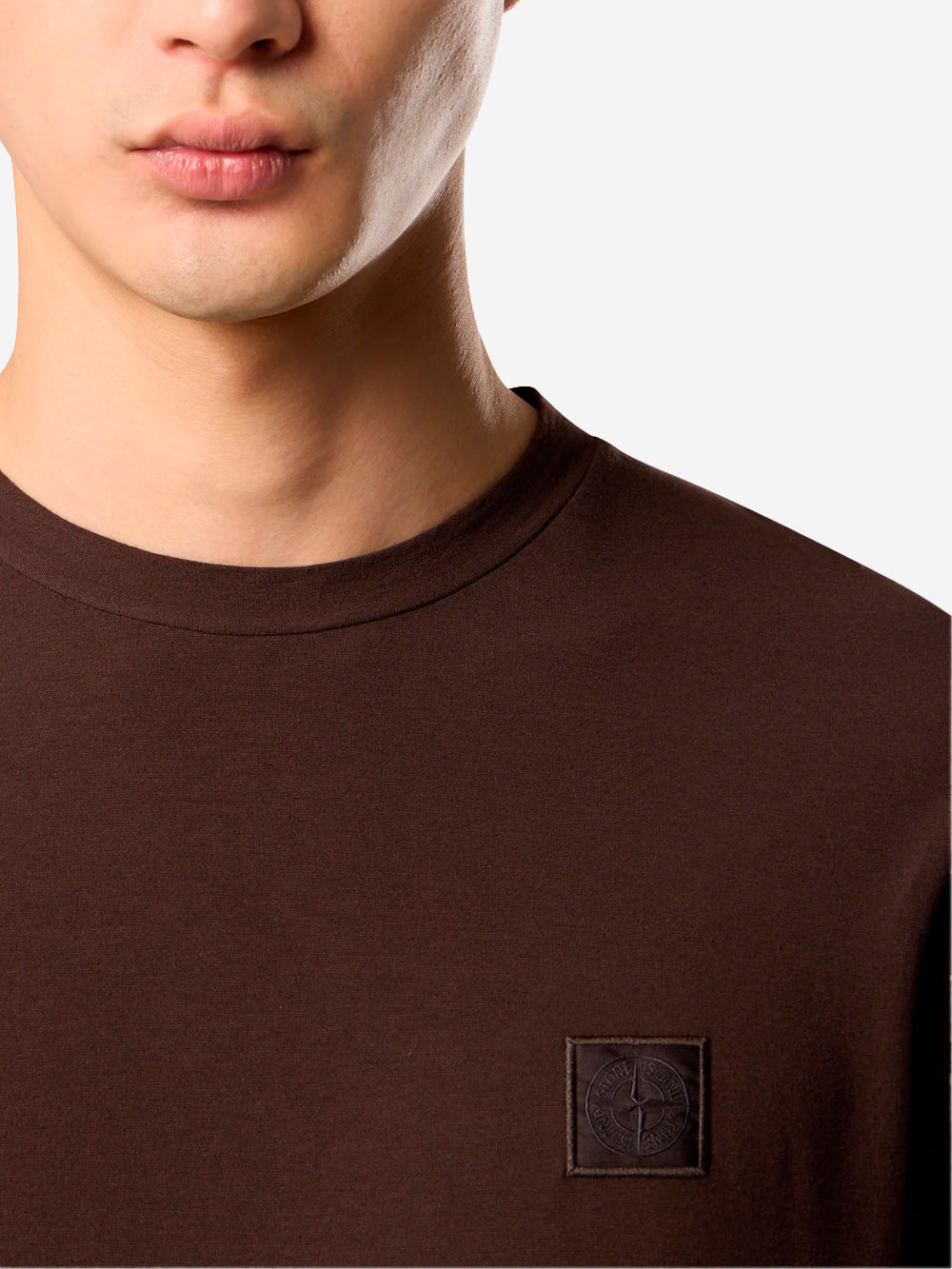 STONE ISLAND T-shirt marrone con patch logo Compass 'Ghost' Marrone Urbanstaroma