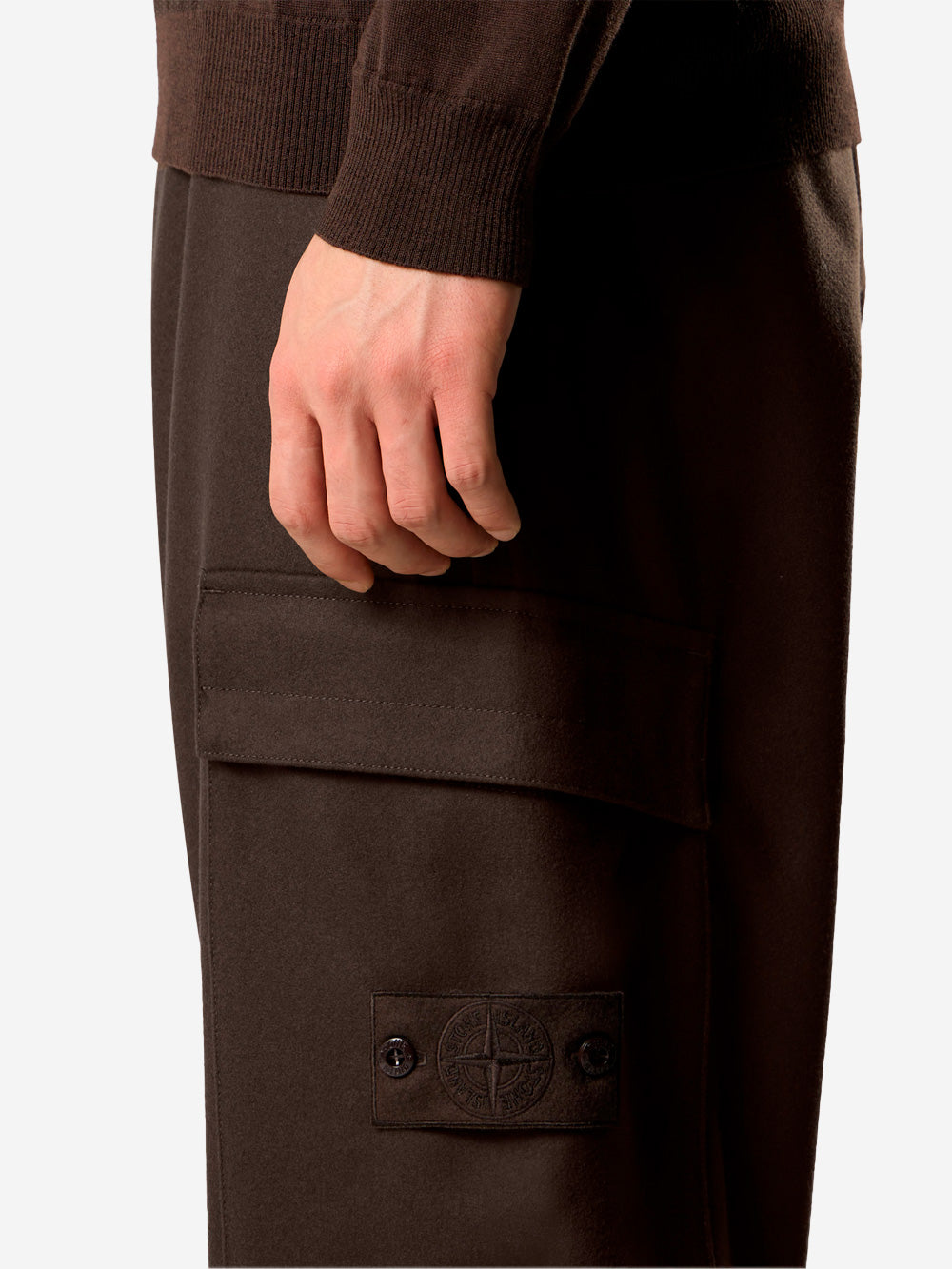 STONE ISLAND Pantaloni cargo in flanella di lana cardata marrone 'Ghost' Marrone Urbanstaroma