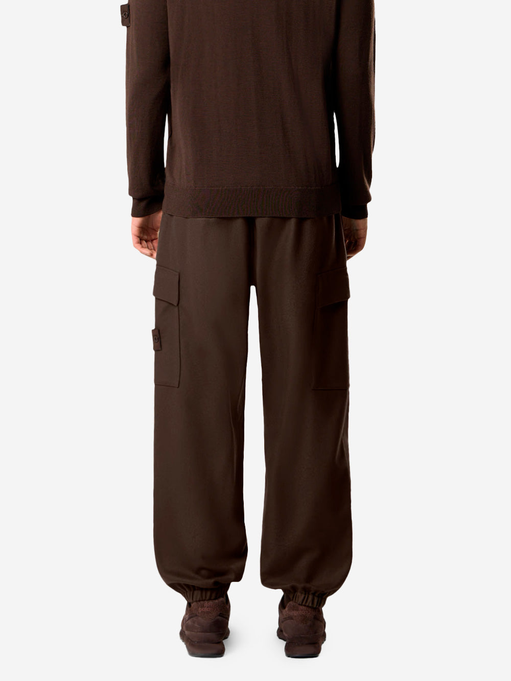 STONE ISLAND Pantaloni cargo in flanella di lana cardata marrone 'Ghost' Marrone Urbanstaroma