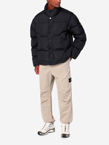 STONE ISLAND Pantaloni beige loose con elastico e badge Beige