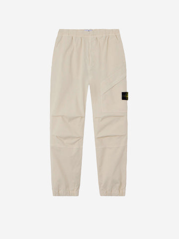 STONE ISLAND Pantaloni beige loose con elastico e badge Beige