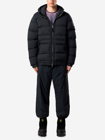 STONE ISLAND Piumino 'Tunnel' nero senza cuciture con cappuccio e antigoccia Nero