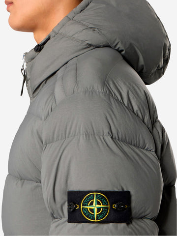 STONE ISLAND Piumino 'Tunnel' grigio senza cuciture con cappuccio e antigoccia Cemento