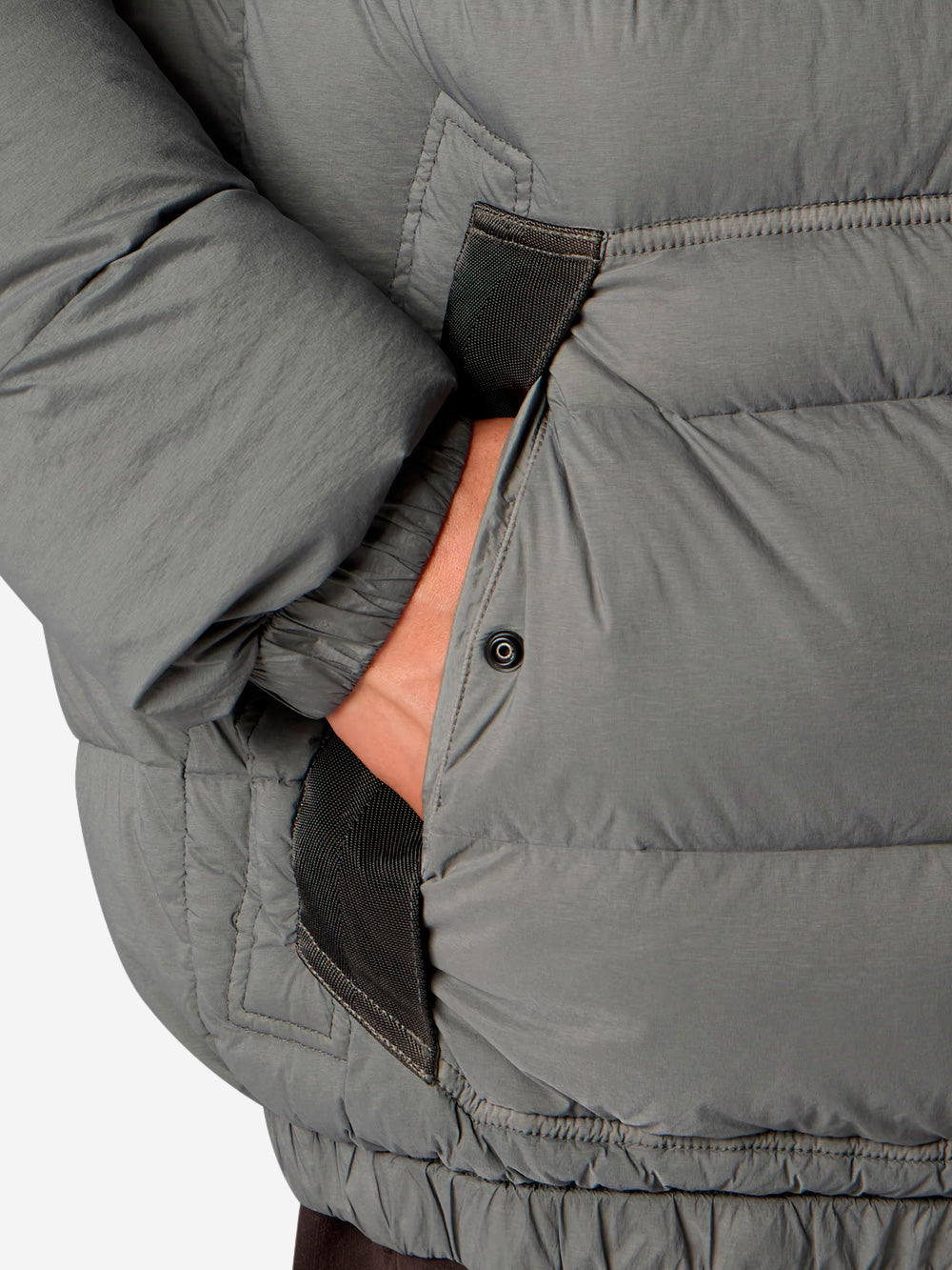 STONE ISLAND Piumino 'Tunnel' grigio senza cuciture con cappuccio e antigoccia Cemento Urbanstaroma