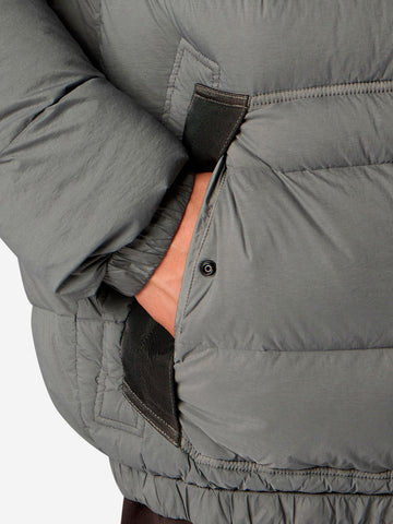 STONE ISLAND Piumino 'Tunnel' grigio senza cuciture con cappuccio e antigoccia Cemento