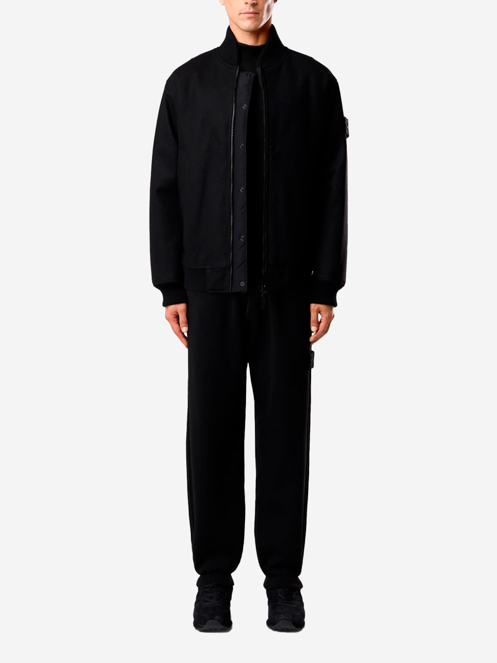 STONE ISLAND Bomber misto lana 'Ghost' con imbottitura PrimaLoft Nero Urbanstaroma