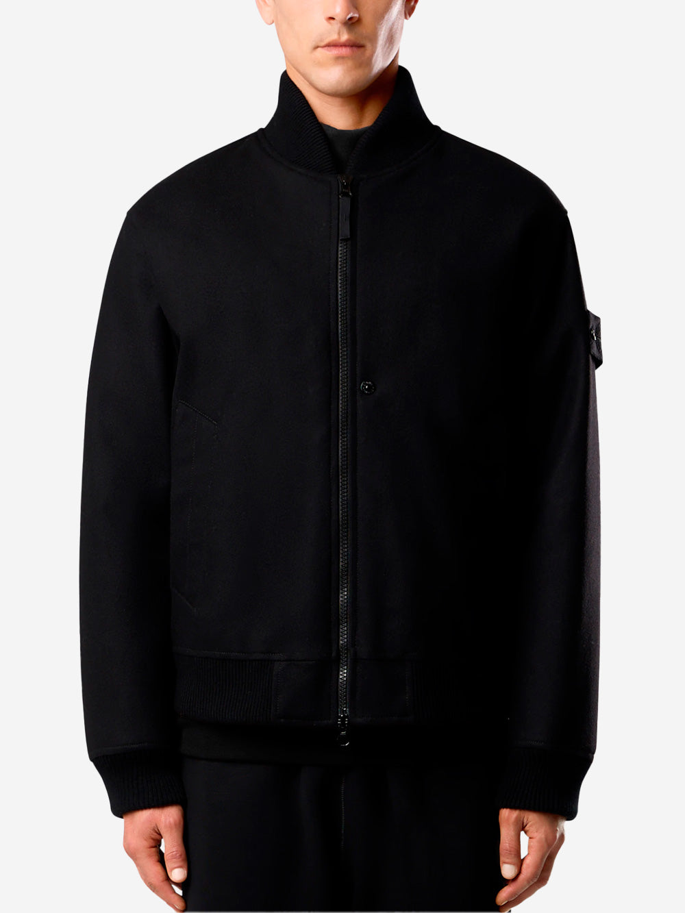 STONE ISLAND Bomber misto lana 'Ghost' con imbottitura PrimaLoft Nero Urbanstaroma