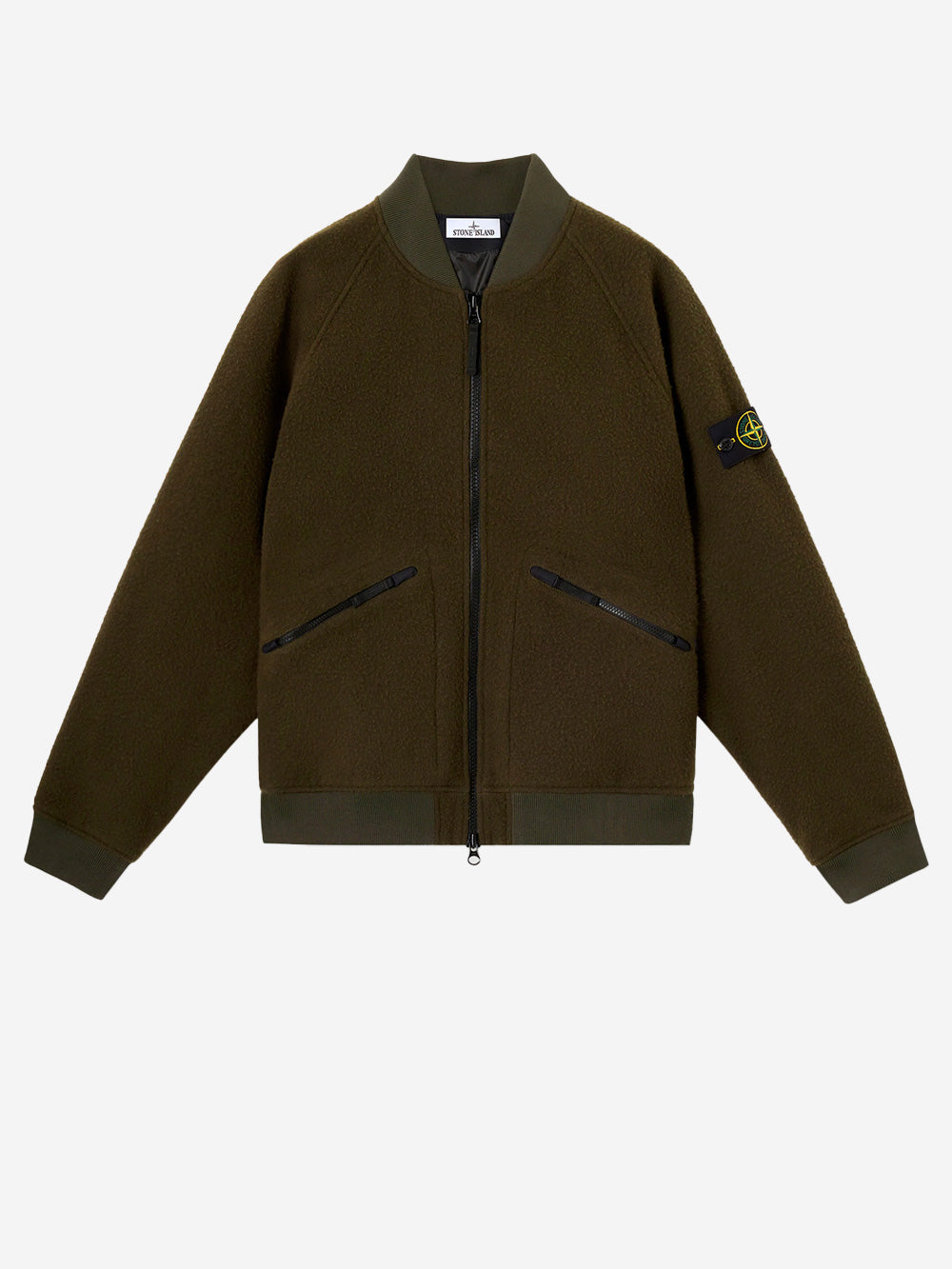 STONE ISLAND Bomber in misto lana con antigoccia Verde militare Urbanstaroma