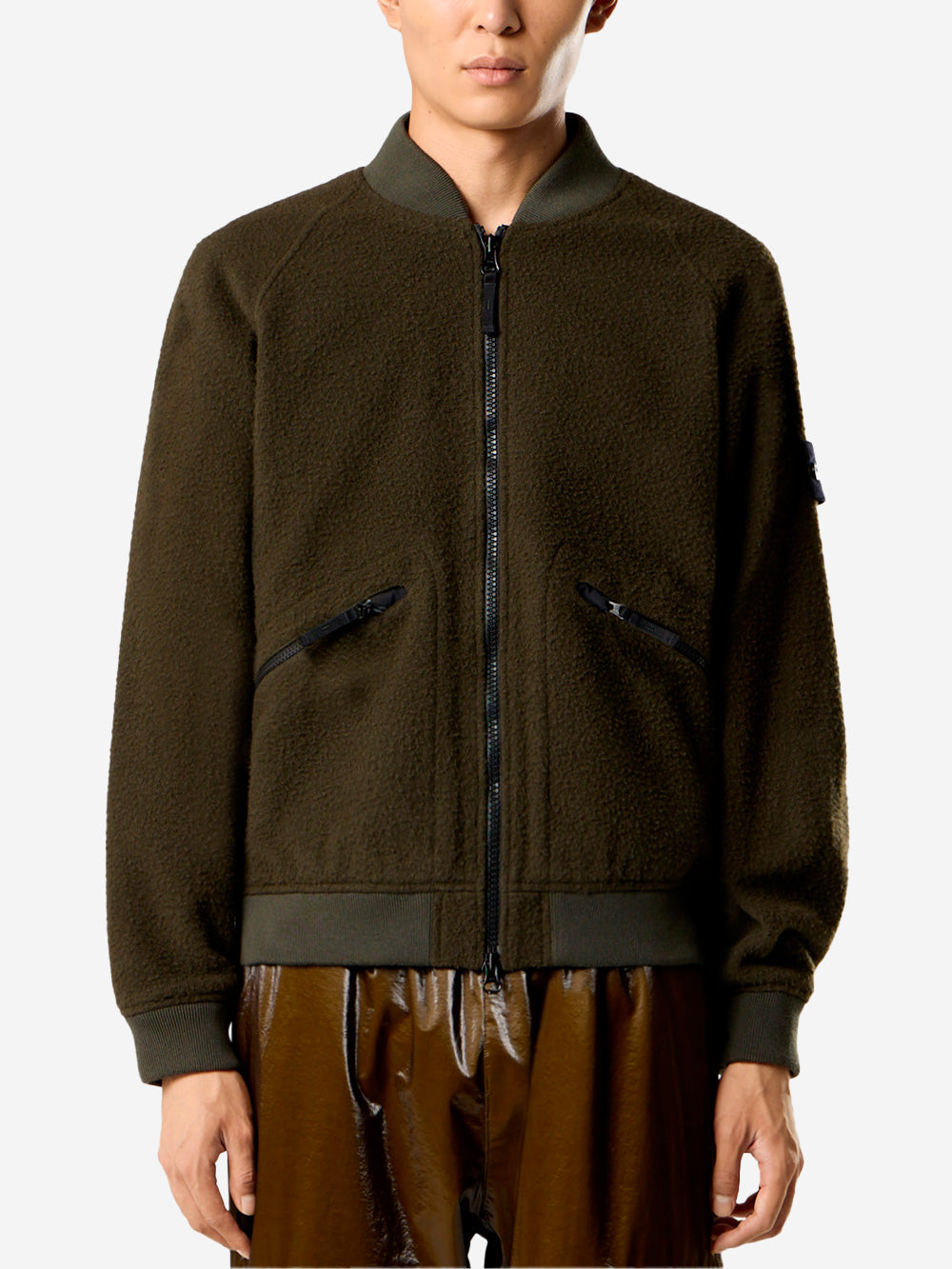 STONE ISLAND Bomber in misto lana con antigoccia Verde militare Urbanstaroma