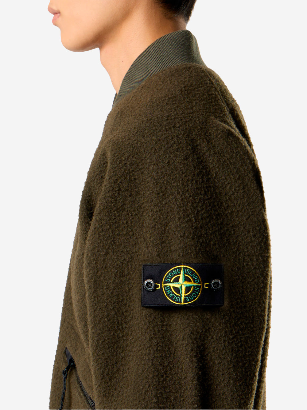 STONE ISLAND Bomber in misto lana con antigoccia Verde militare Urbanstaroma