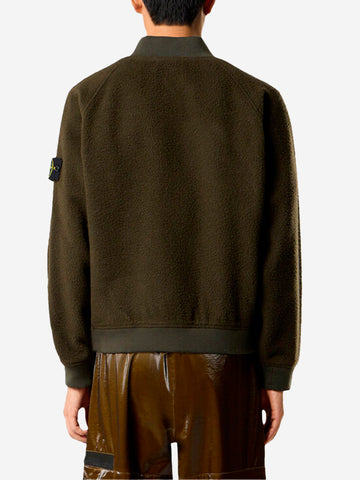 STONE ISLAND Bomber in misto lana con antigoccia Verde militare