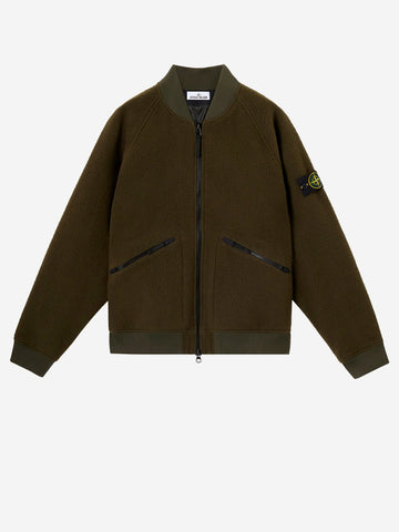 STONE ISLAND Bomber in misto lana con antigoccia Verde militare