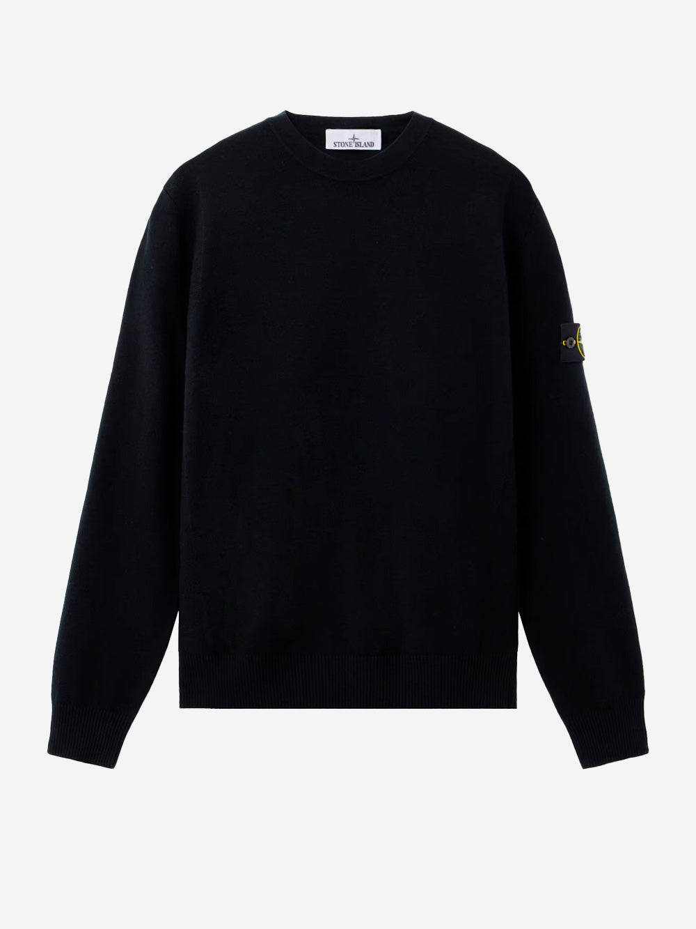 STONE ISLAND Maglione nero a punto rovescio con badge Nero Urbanstaroma