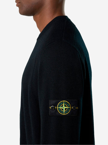 STONE ISLAND Maglione nero a punto rovescio con badge Nero