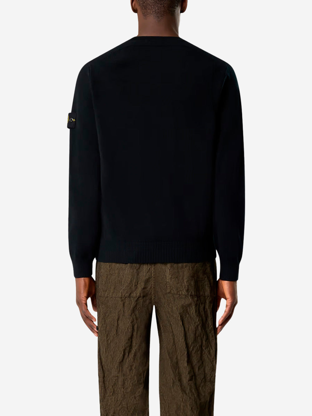 STONE ISLAND Maglione nero a punto rovescio con badge Nero Urbanstaroma