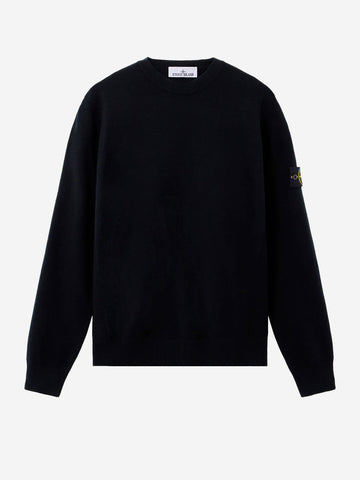 STONE ISLAND Maglione nero a punto rovescio con badge Nero