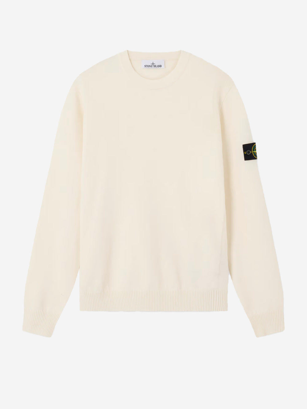 STONE ISLAND Maglione avorio a punto rovescio con badge Panna Urbanstaroma
