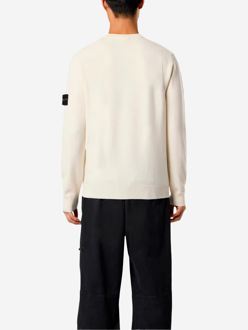 STONE ISLAND Maglione avorio a punto rovescio con badge Panna Urbanstaroma